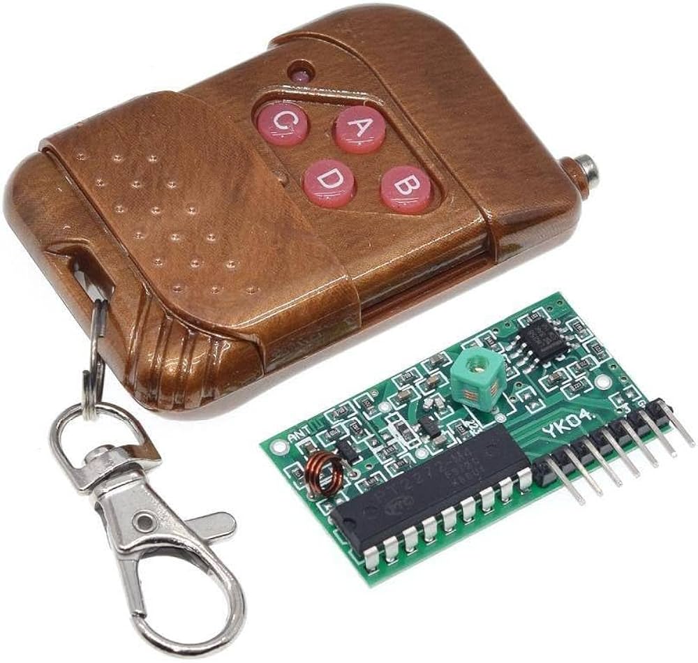 Wireless Remote Control and Receiver Module 315MHz 4 Channel 4 Key Kit ...